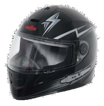 Axellise Thunderbolt Grey Black helmet, front three-quarter view