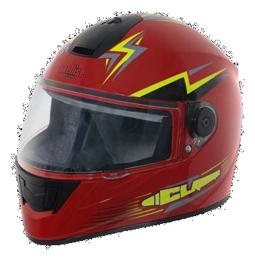 Axellise Thunderbolt Neon Red helmet, front three-quarter view