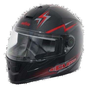 Axellise Thunderbolt Red Grey helmet, front three-quarter view
